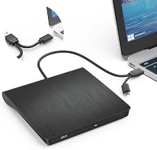 External CD DVD Drive,USB 3.0 and Type-C CD DVD Disc Reader Writer Burner Player,Slim and Portable CD DVD +/-RW Optical Drive for PC Laptop Desktop MacBook Mac Windows 7/8.1/10/11 Linux OS Apple