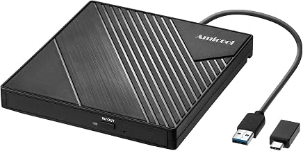 Sponsored Ad - Amicool External DVD Drive USB 3.0 USB C CD Burner CD/DVD +/-RW Optical Drive, Slim Portable DVD CD ROM Rewriter Writer Duplicator for Laptop Desktop PC Windows 11/10/8/7 MacBook Mac Linux OS Apple