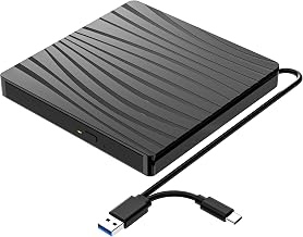 External CD/DVD Drive for Laptop, USB C Portable CD DVD +/-RW Burner Optical Drive Reader Writer DVD Player for Laptop iMac PC Desktop MacBook, Windows 11/10/8/7/XP/Linux/MacOS Schwarz