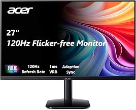 Acer 27 Inch Monitor- KB272-27 Inch FHD IPS (1920 x 1080) Display, Up to 120Hz Refresh Rate, 99% sRGB, Tilt, Adaptive-Sync Support (FreeSync Compatible) 1ms (VRB), sRGB 99% Color, HDMI & VGA Ports