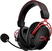 HyperX Cloud Alpha Wireless - Gaming Headset for PC, 300-hour battery life, DTS Headphone:X Spatial Audio, Memory foam, Dual Chamber Drivers, Noise-canceling mic, Durable aluminum frame,Red | X, 50mm Dual-Chamber Drivers, Detachable Noise-Canceling Mic