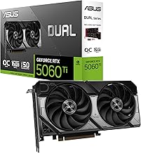 ASUS Dual NVIDIA GeForce RTX 5060 Ti 16GB GDDR7 OC Edition Graphics Card, (PCIe 5.0, DLSS 4, HDMI 2.1b, DisplayPort 2.1b, 2.5-Slot, Axial-tech Fan, 0dB Technology), 3 Year Warranty