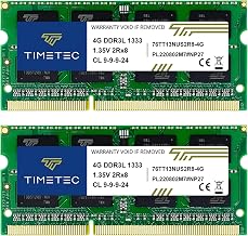 Sponsored Ad - Timetec 8GB KIT(2x4GB) DDR3 / DDR3L 1333MHz PC3-10600 Non-ECC Unbuffered 1.5V / 1.35V CL9 2Rx8 Dual Rank Low Density 204 Pin SODIMM Laptop Notebook PC Computer Memory RAM Module Upgrade