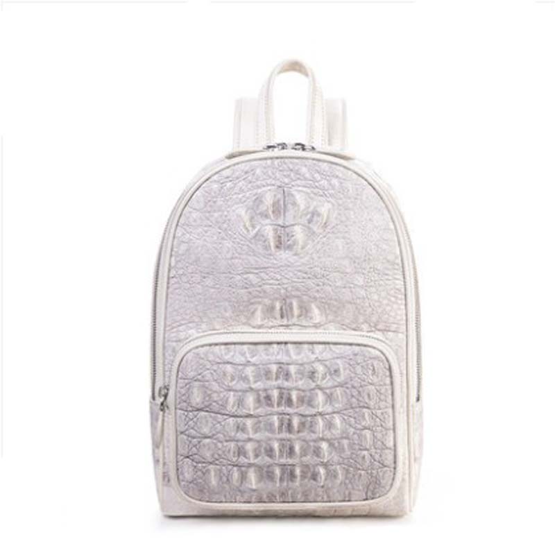 ouluoer import  crocodile backpack  white womenSchool bag  Travel bag large capacity  Female women backpack