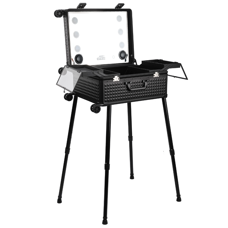 All-magnesium aluminum alloy bracket with light makeup case makeup studio workbench universal wheel trolley makeup case professi