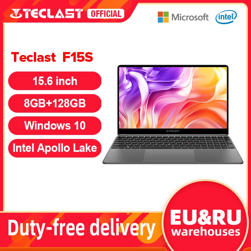 Newest Teclast F15S 15.6 Inch Laptop Windows 10 Notebook 1920x1080 FHD Intel Apollo Lake Laptops 6GB/8GB RAM 128GB ROM Dual Wifi