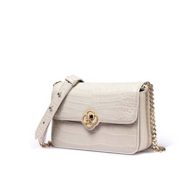 ouluoer new arrival import  crocodile bag  white  women flap One shoulder crossbody bag  fashion women chain bag  Female bag