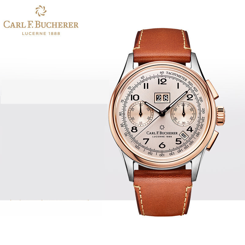 CARL F. BUCHERER Heritage series almanac double dial chronograph 18K rose gold limited mechanical men's watch 00.10803.07.42.01