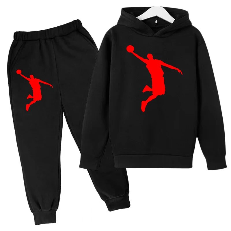Boys and Girls Spring and Autumn Hoodie Set Fashion Casual Sports Set 2-12 Year Old Children's Printed Jordan Casual Sports Set