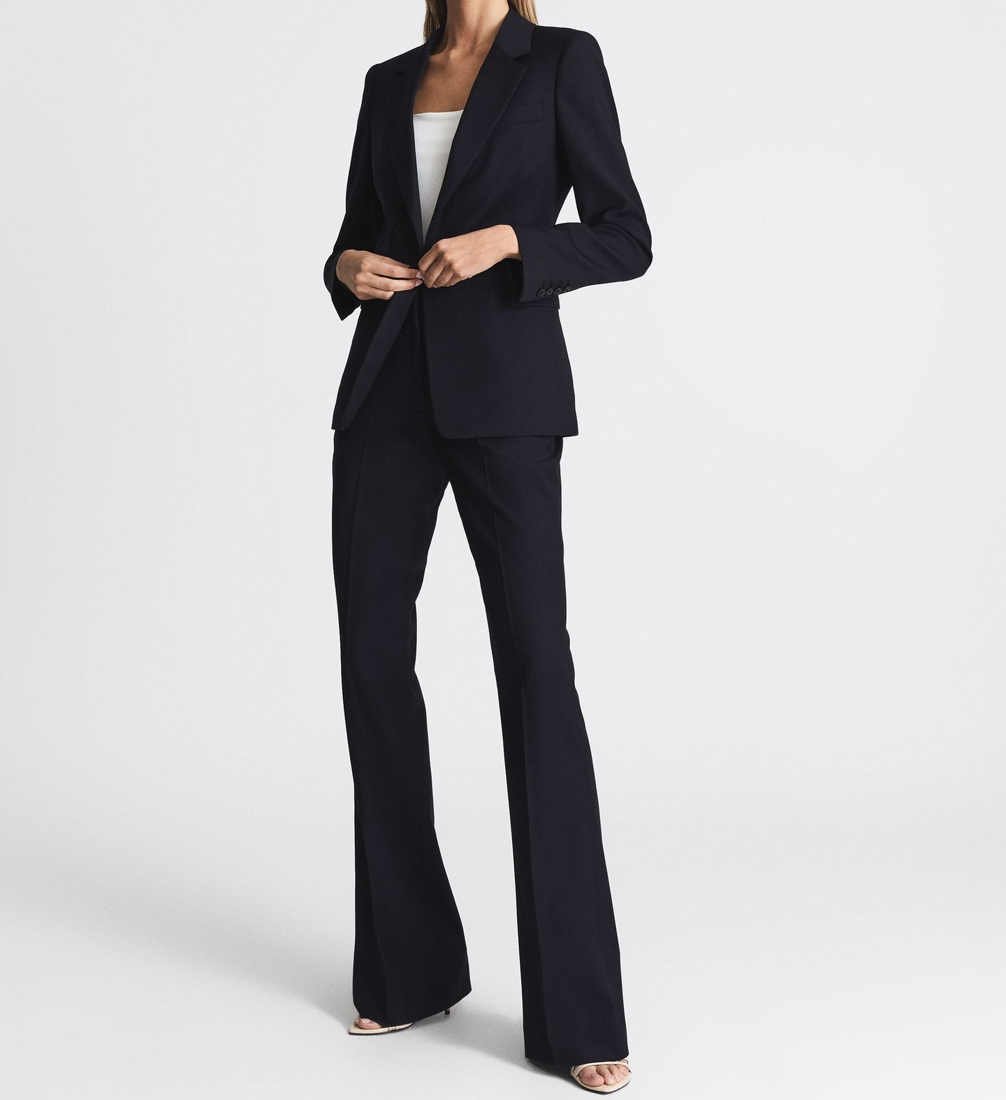 2023 Autumn Black Blue Wool Blend Elegant Commuter Suit