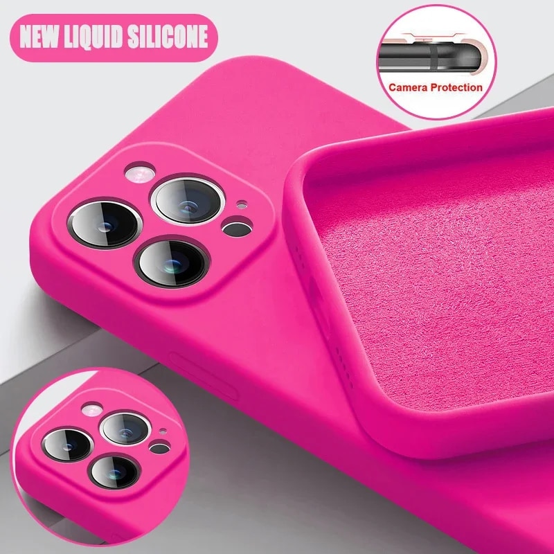 Luxury Pretty New Original Liquid Silicone Phone Case for Iphone 15 14 13 12 11 Pro Max Soft Colorful Shockproof Protect Cover