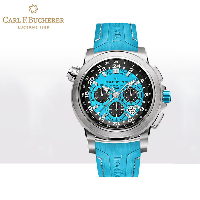 CARL F. BUCHERER Plaavi Series Three Time Chronograph Mechanical Men's Watch Blue Dial 00.10620.08.53.02