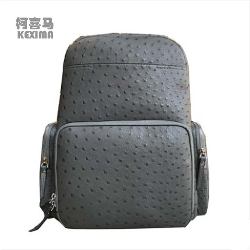 KEXIMA yongliang  new ostrich leather simple women backpack fashion personality style large capacity grey female backpack