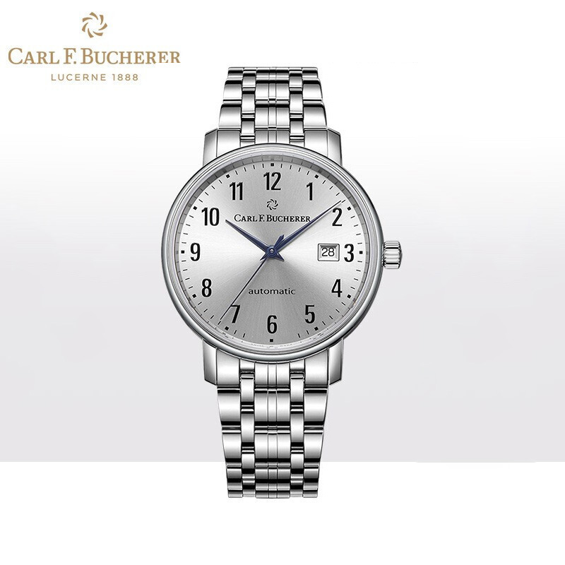 CARL F. BUCHERER Admiral Classic Blue Needle White Mechanical Men's Watch Silver 00.10318.08.62.21