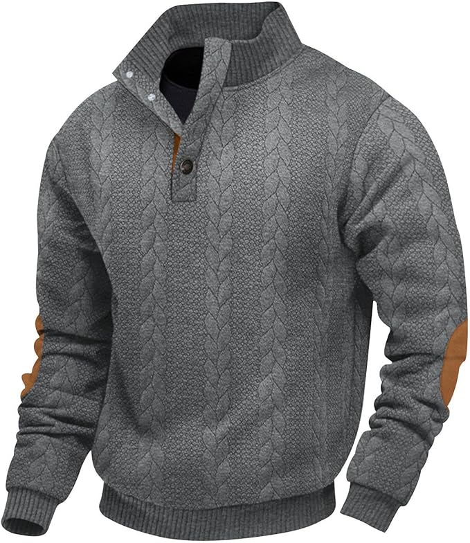 Long Sleeve Shirts for Men Stand Collar Corduroy Sweatshirt Casual Fall Quarter Button Pullover Fashion Sweatshirts