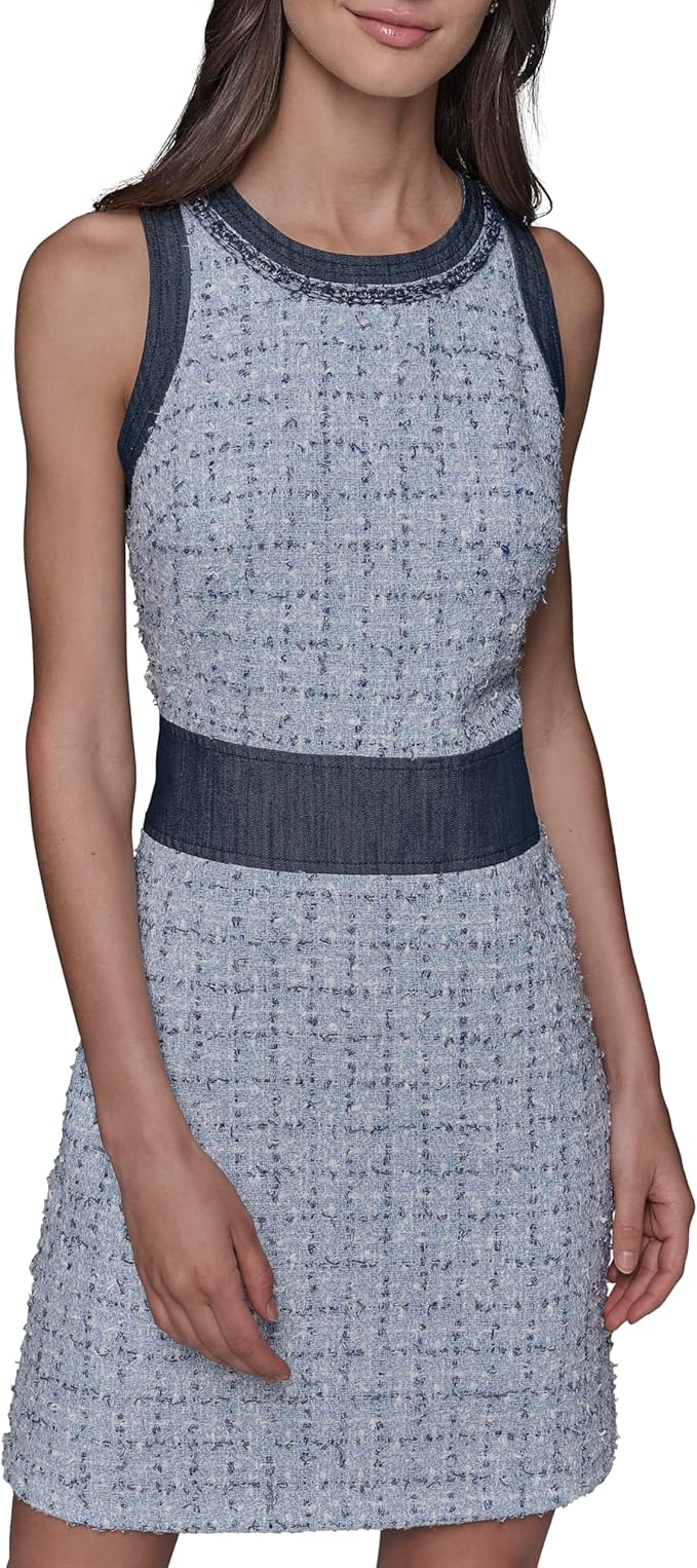Karl Lagerfeld Women's Fancy Scoop Neck Sleeveless Mini Dress