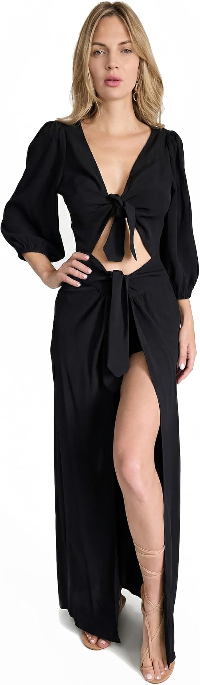 Women’s Valentina Dress, Retro Inspired Maxi Dress in Deadstock Rayon Crepe